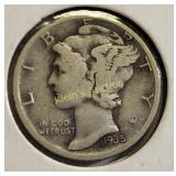 1935 silver mercury dime coin us Fine