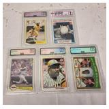 lot of 5 graded sorts collectible cards baseball