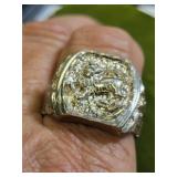 sterling silver lion vintage  ring sz 13 large
