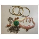 jewelry lot bangles beads, pink too