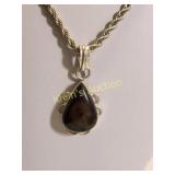 sterling silver drop pendant & rope twist necklac