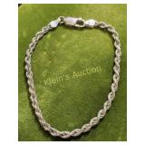 sterling silver 925 italy rope twist bracelet