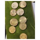 lot of 10 gold tone us coin dollars sacagawea too