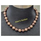 vtg pearls bronze faux necklace w/gold tone clasp