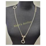 unique vtg greek or roman silver tone necklace 28'