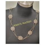marcasite faux  32' vtg necklace sphere station