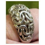 fabulous sterling silver Byzantine link dome ring
