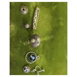 antique sterling silver lot 6 pcs bar, pin, earrin