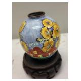 vtg empress arts miniature enamel over copper vase