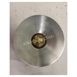 stainless coin dish w/ bronze medallion