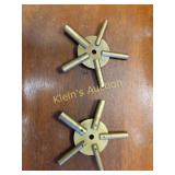 set of two universal brass clock winding keys