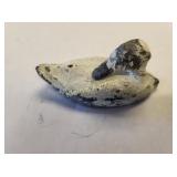 vtg miniature hand painted cast iron duck decoy