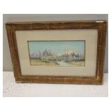 William H Kay Watercolor circa 19th C village at