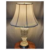 cut crystal table lamp Waterford?  w/satin shade