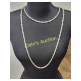 silver  twisted rope or chain mail 70' necklace