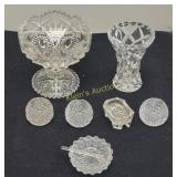 vtg antique cut glass & crystal salts cellars, coe