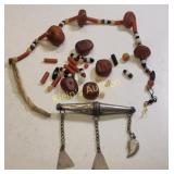 antique sterling silver &amber w/glass beads Nava