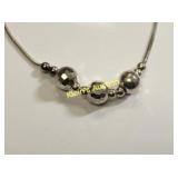 Sterling silver necklace w/  faceted rounds &