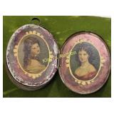 Tin locket Victorian hand painted! unusual piece