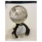 super quality smoky quartz sphere on metal stand