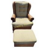 Seagrass Capri Furniture wingback chair & ottoman