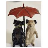 antique 1930 heyde? metal dogs under umbrella germ