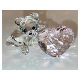 swarovski crystal iris bear w/ heart pink mint