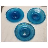 vtg blown glass dishes verrerie de Biot? lot of 3