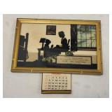 antique reverse painted advertising w/1940 calendr