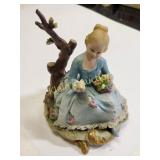 antique capidimonte girl w/ flowers
