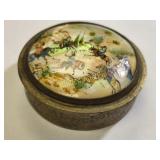 antique Persian snuffbox mop & silver 500 hand pai