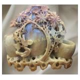 large chinese hand carved soapstone multi vase sc