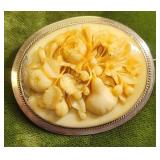 antique 14K hand carved cameo brooch