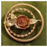 14K rose brooch yellow gold & rose gold vintage
