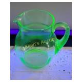 antique Vaseline glass pitcher 8' tall