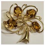 14K vtg yellow gold tree of life brooch w/honey n