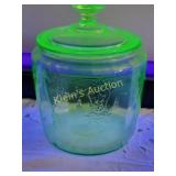antique Vaseline glass humidor cameo or ballerina