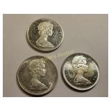 Canada silver dollar coins lot of3 AU-BU!