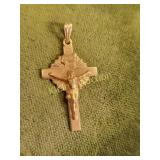 18K yellow gold inri cross pendant italy