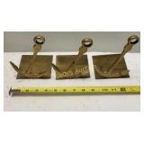 vtg  solid brass Nautical anchor book ends lotof 3