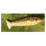14K solid gold articulated fish pendant ruby eyes