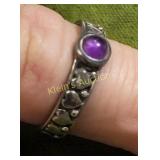 sterling & amethyst heart ring sz7