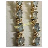 10K gold diamond & topaz drop earrings w/ coa