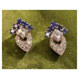 antique platinum diamonds & sapphire art deco ears