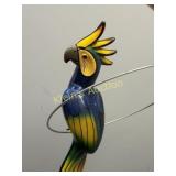 folk art vtg ceramic parrot on circle perch