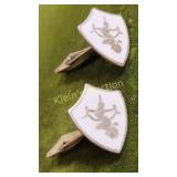 sterling silver shield shape cufflinks w/ goddess