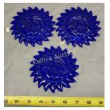 3 dept 56 sun catchers smiling face cobalt 4 1/2'