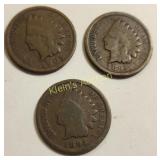 3 Indian head cents 1894,1905,1895
