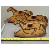 3 antique wood folk art rocking horses