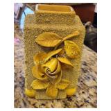 rare sand majolica barbotine style vase